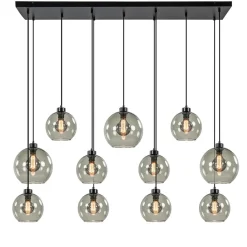 Straluma Hanglamp multipendel 11-L zwart smoke glas 20+25cm> Eettafellampen|Pendel Lampen