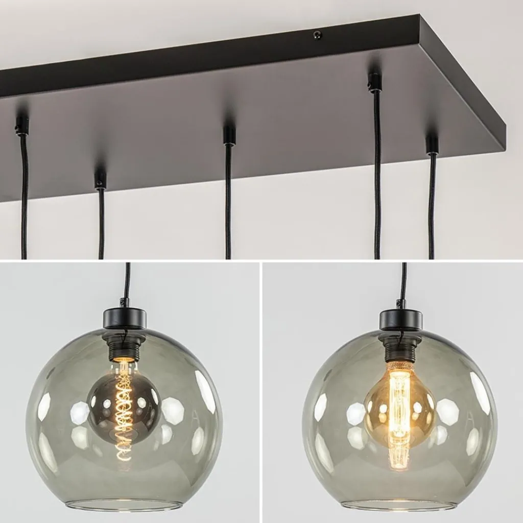 Straluma Hanglamp multipendel 11-L zwart smoke glas 20+25cm> Eettafellampen|Pendel Lampen