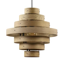Straluma Hanglamp Oaknut hout 7 ringen> Eettafellampen|Eetkamerverlichting