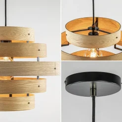 Straluma Hanglamp Oaknut hout 5 ringen><noscript><img width=