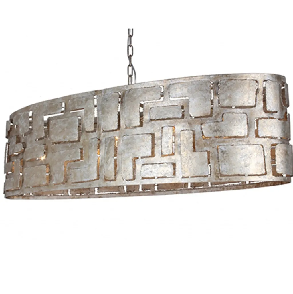 Straluma Hanglamp Pablo ovaal ambachtelijk zilver> Eettafellampen|Keukenverlichting