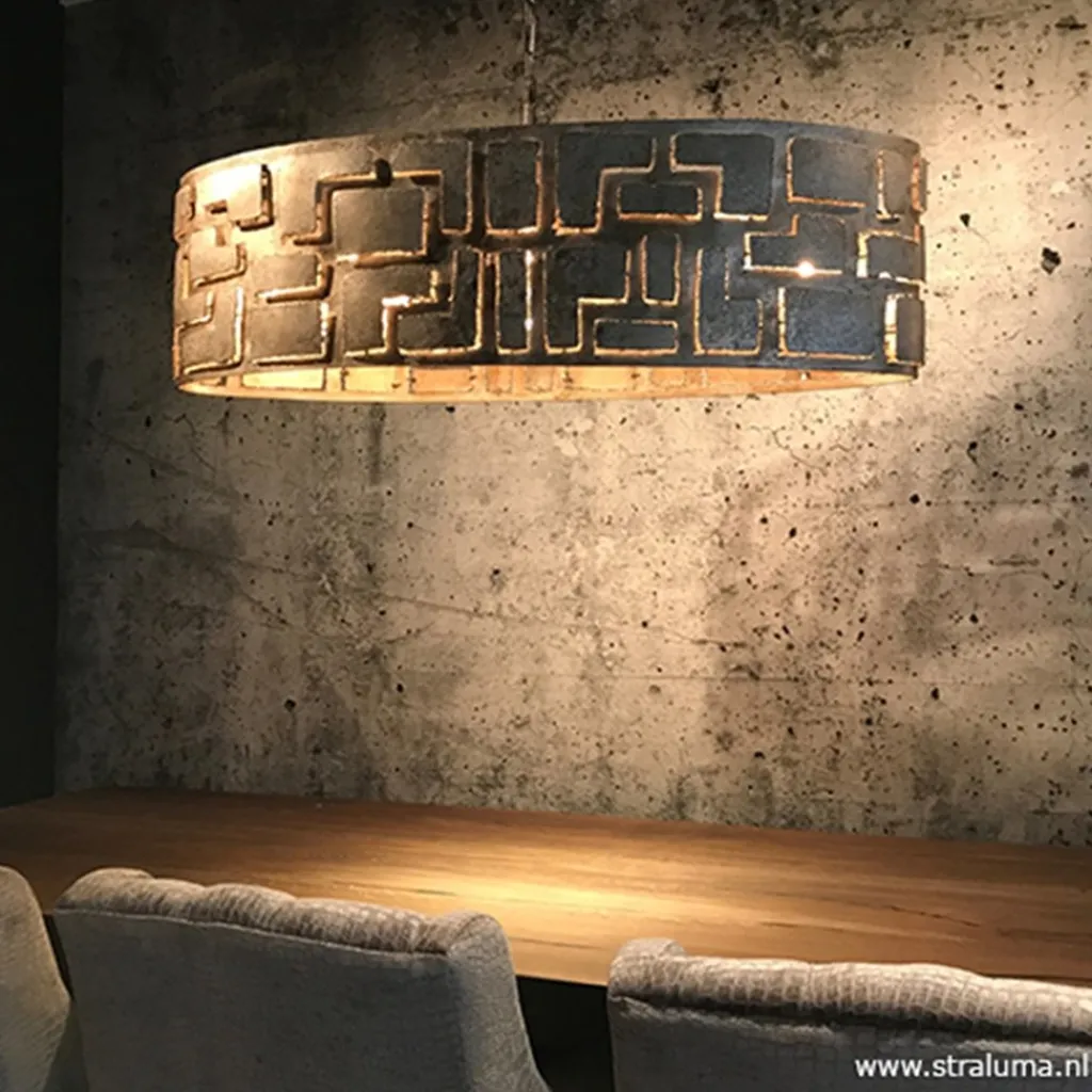 Straluma Hanglamp Pablo ovaal ambachtelijk zilver> Eettafellampen|Keukenverlichting