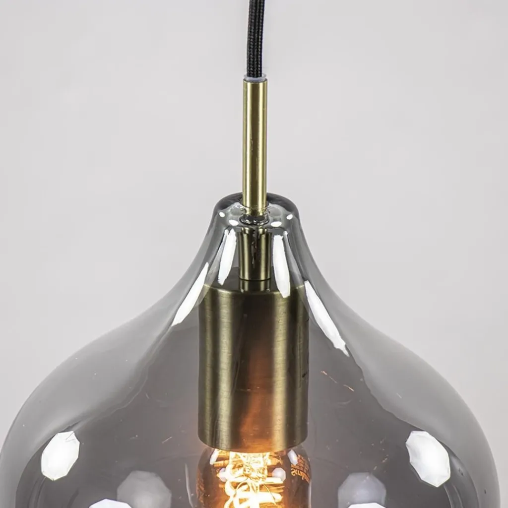 Straluma Hanglamp Rakel 20cm antiek brass+smoke glas> Light and Living|Woonkamerlampen