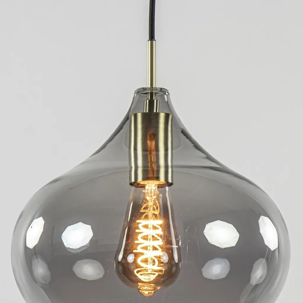 Straluma Hanglamp Rakel 27cm antiek brass+smoke glas> Light and Living|Woonkamerlampen
