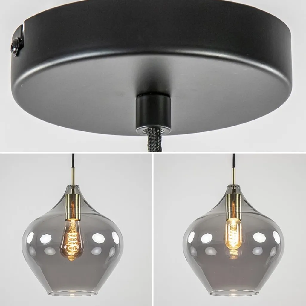 Straluma Hanglamp Rakel 27cm antiek brass+smoke glas> Light and Living|Woonkamerlampen