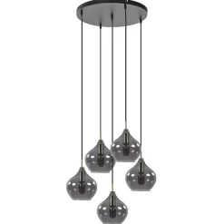 Straluma Hanglamp Rakel 5L rond antiek brass + smoke glas><noscript><img width=