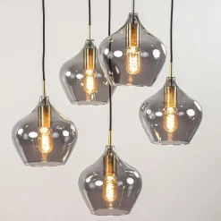 Straluma Hanglamp Rakel 5L rond antiek brass + smoke glas><noscript><img width=