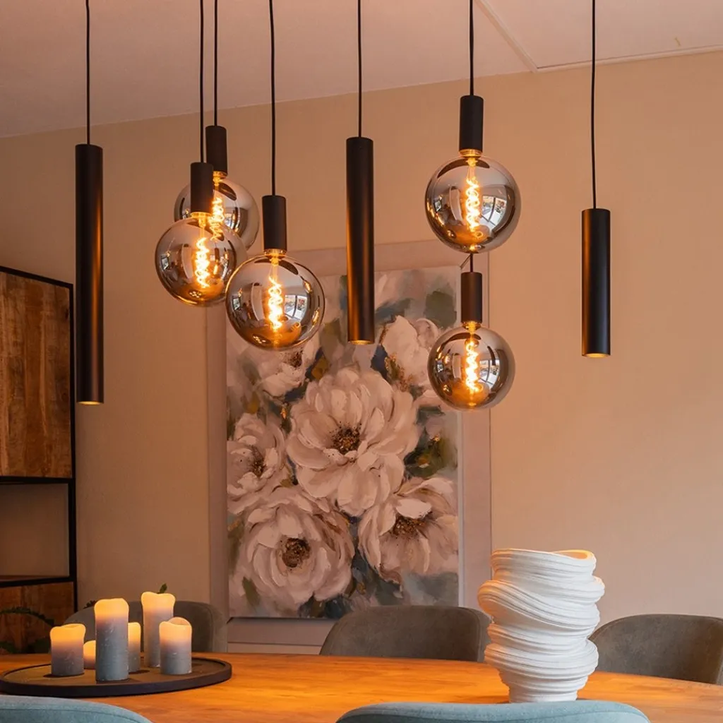 Straluma Hanglamp Riva ovaal 8L zwart> Eettafellampen|Pendel Lampen