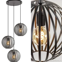 Straluma Hanglamp rond 3-lichts bollen zwart><noscript><img width=