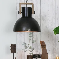 Straluma Hanglamp Shelly industrieel bruin/hout><noscript><img width=