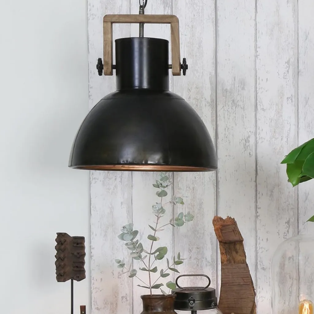 Straluma Hanglamp Shelly industrieel bruin/hout> Eettafellampen|Light and Living