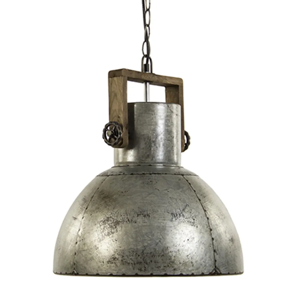 Straluma Hanglamp Shelly industrieel zink/hout> Light and Living|Woonkamerlampen