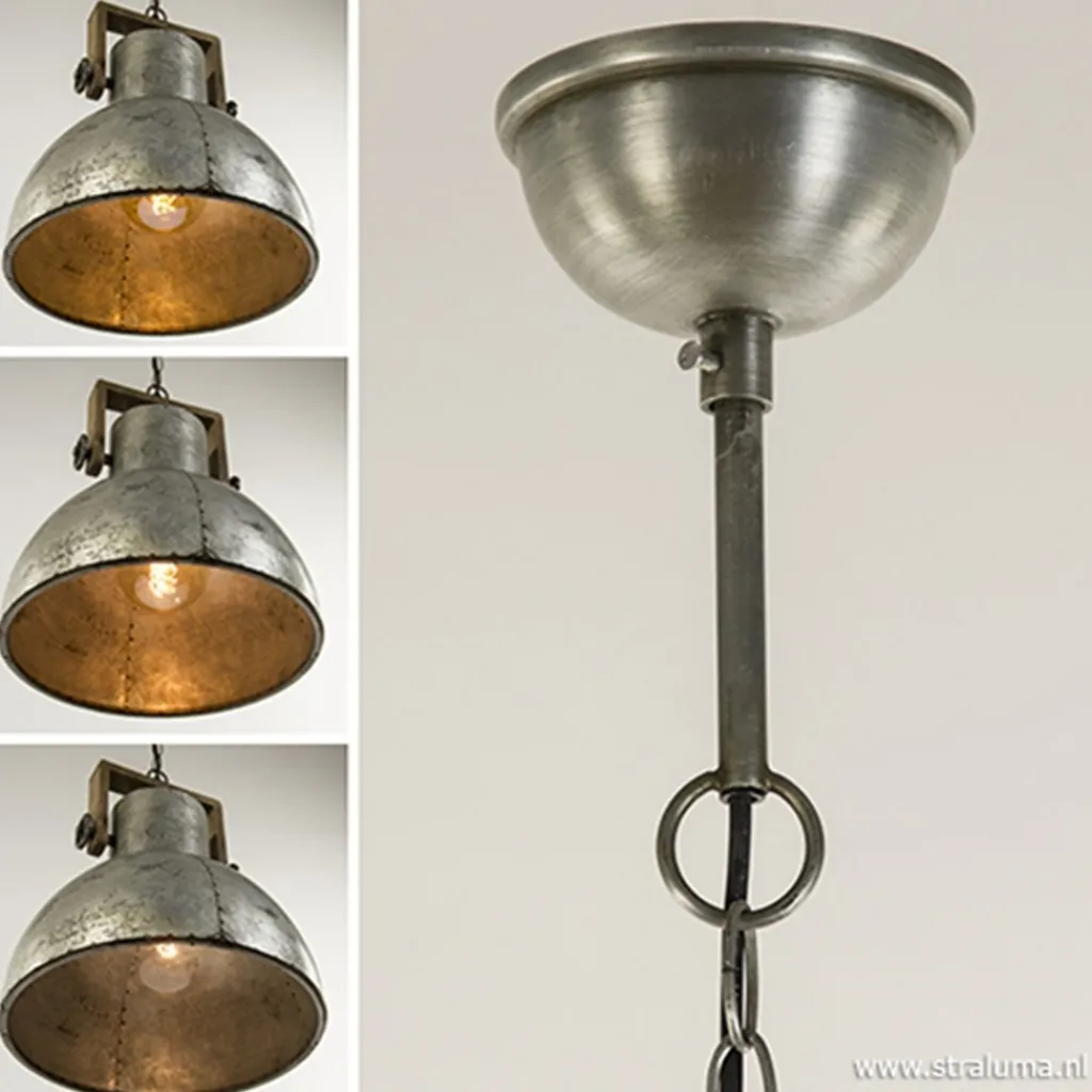 Straluma Hanglamp Shelly industrieel zink/hout> Light and Living|Woonkamerlampen