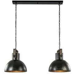Straluma Hanglamp Shelly 2-lichts brons/hout> Eettafellampen|Light and Living