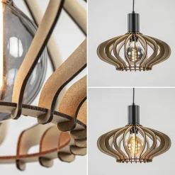 Straluma Hanglamp Ufo naturel hout 35cm><noscript><img width=