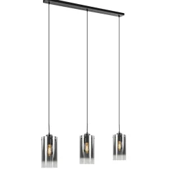 Straluma Hanglamp Ventotto 3l zwart/smoke glas> Eettafellampen|Keukenverlichting