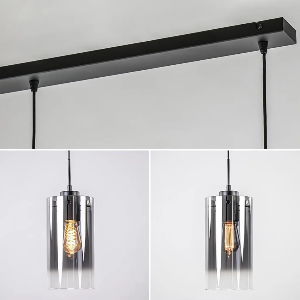 Straluma Hanglamp Ventotto 3l zwart/smoke glas> Eettafellampen|Keukenverlichting