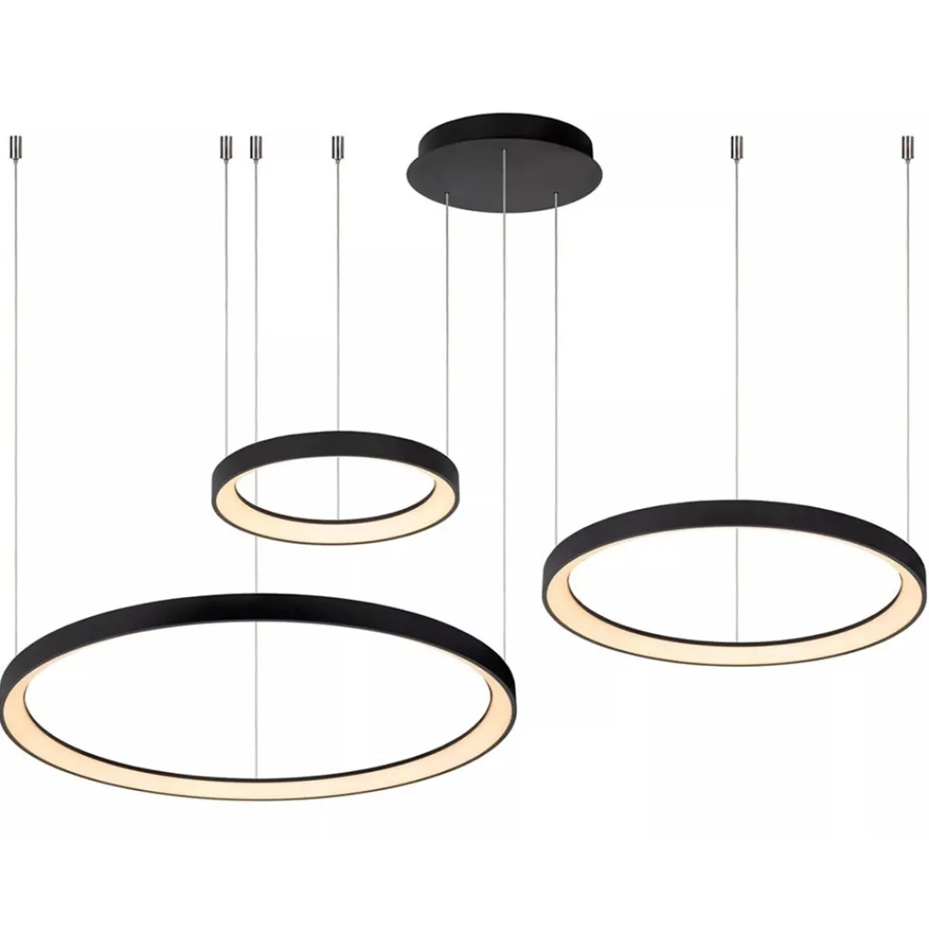 Straluma Hanglamp Vidal 3 ringen zwart> Hanglampen|Woonkamerlampen