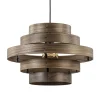 Straluma Hanglamp Walnut 6-ringen hout/zwart> Woonkamerlampen|Slaapkamerlampen