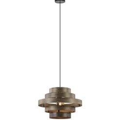Straluma Hanglamp Walnut 6-ringen hout/zwart> Woonkamerlampen|Slaapkamerlampen