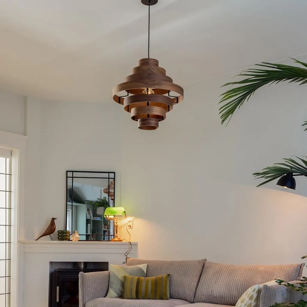 Straluma Hanglamp Walnut zwart / walnoot hout> Woonkamerlampen|Slaapkamerlampen