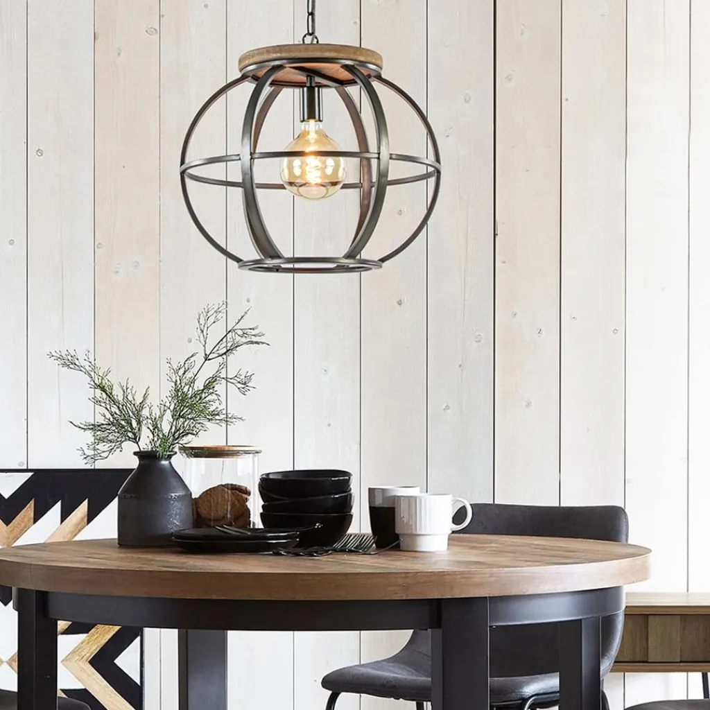 Straluma Hanglamp zwart industrieel open frame> Eettafellampen|Eetkamerverlichting