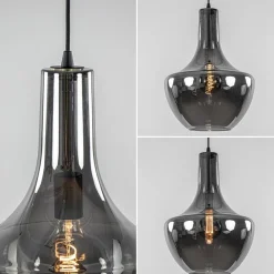 Straluma Hanglamp zwart met smoke glazen kap><noscript><img width=