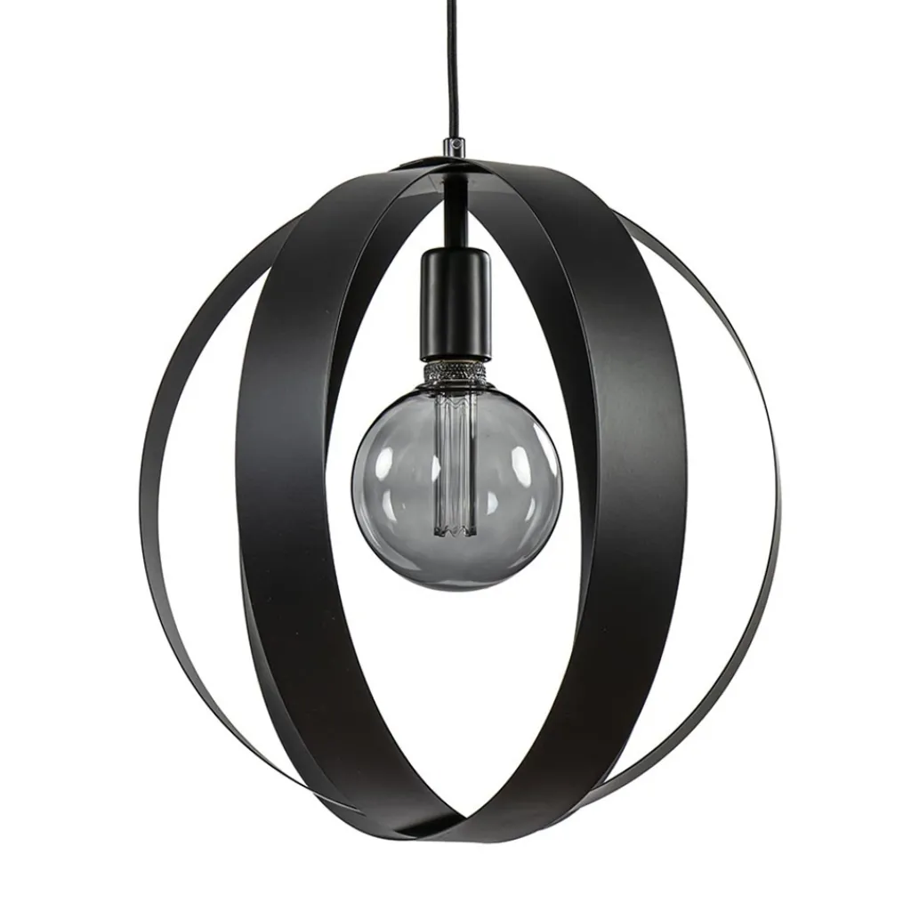 Straluma Hanglamp zwart metalen ringen 40 cm> Hanglampen|Industriële Verlichting