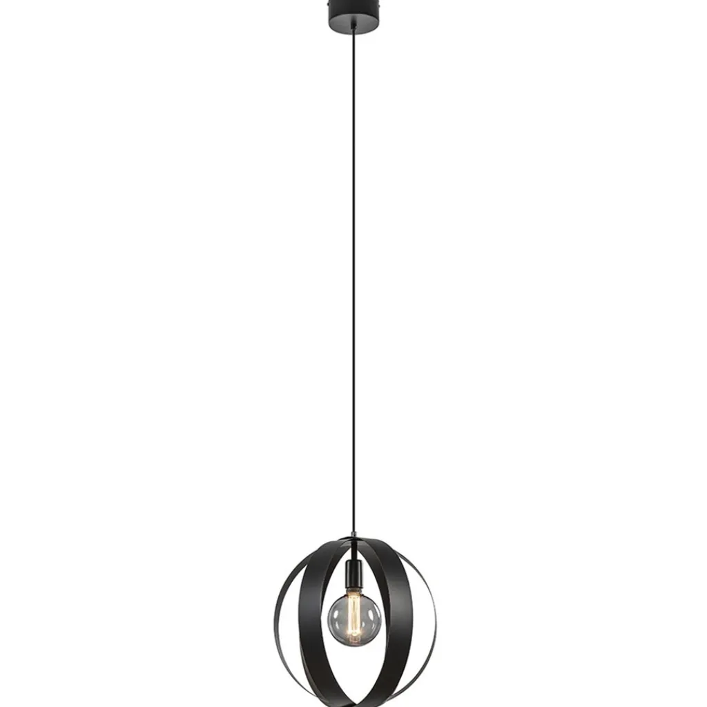Straluma Hanglamp zwart metalen ringen 40 cm> Hanglampen|Industriële Verlichting