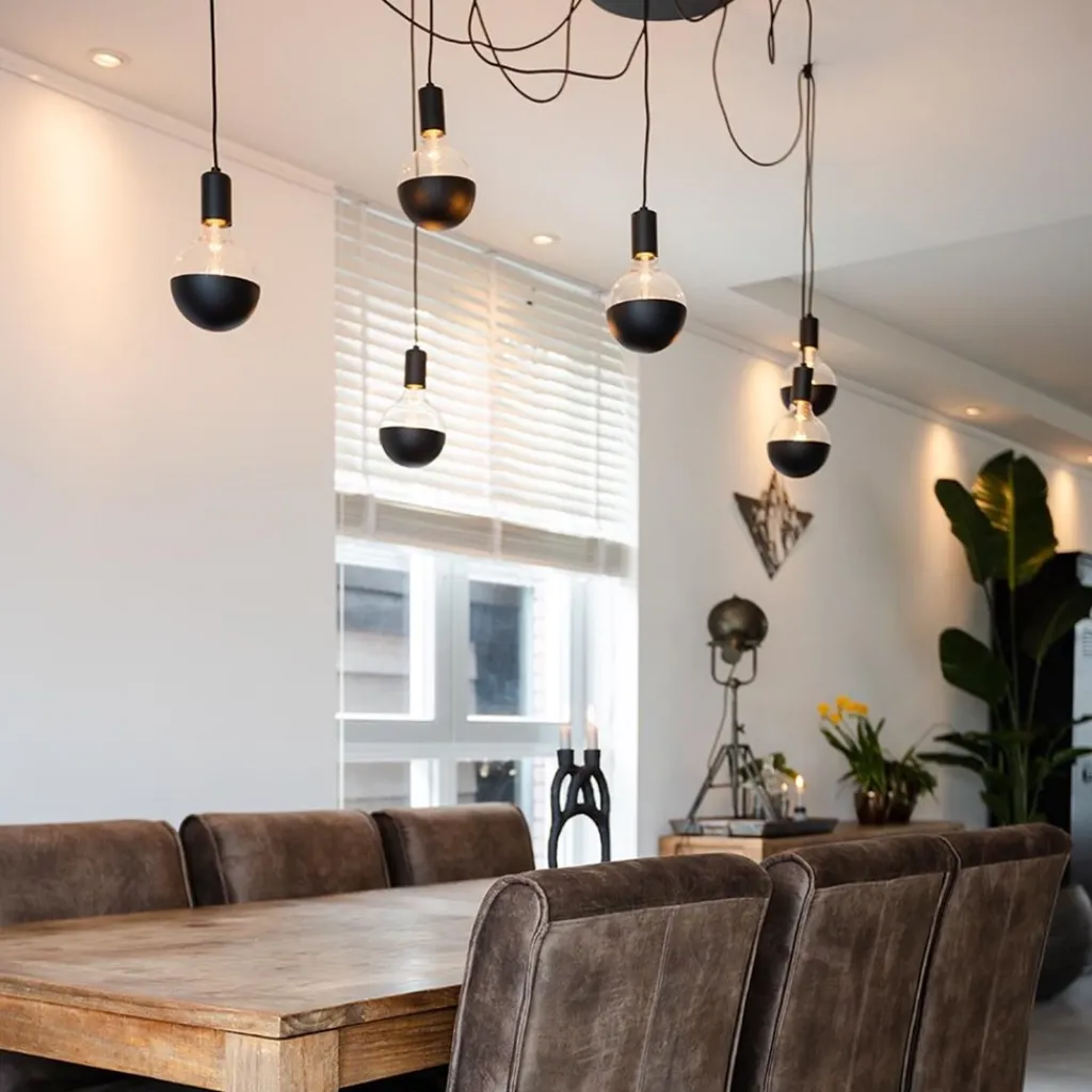 Straluma Hanglamp zwart Spin met 6 snoeren> Eettafellampen|Pendel Lampen