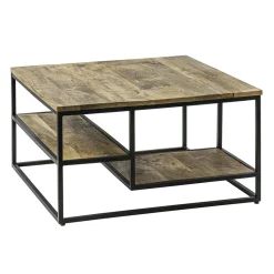 Straluma Hoektafel mangohout met zwart frame 70x70x40 cm> Salontafels|Bijzettafels