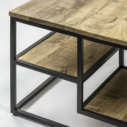 Straluma Hoektafel mangohout met zwart frame 70x70x40 cm><noscript><img width=