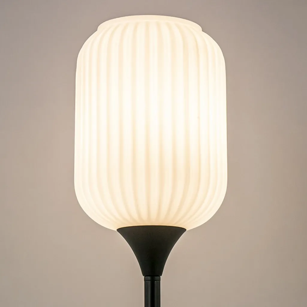 Straluma Hoge tafellamp zwart met wit glazen kap> Slaapkamerlampen|Woonkamerlampen