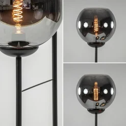 Straluma Hotel chique 3-lichts vloerlamp zwart met smoke/titanium glas><noscript><img width=