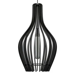 Straluma Houten hanglamp kegel groot mat zwart> Eetkamerverlichting|Hanglampen