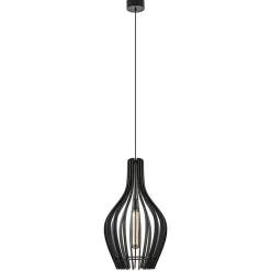 Straluma Houten hanglamp kegel groot mat zwart> Eetkamerverlichting|Hanglampen