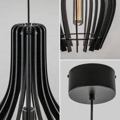 Straluma Houten hanglamp kegel groot mat zwart><noscript><img width=