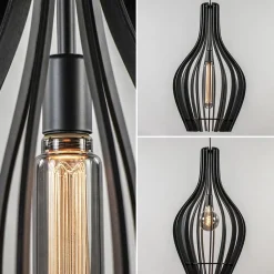 Straluma Houten hanglamp kegel groot mat zwart><noscript><img width=