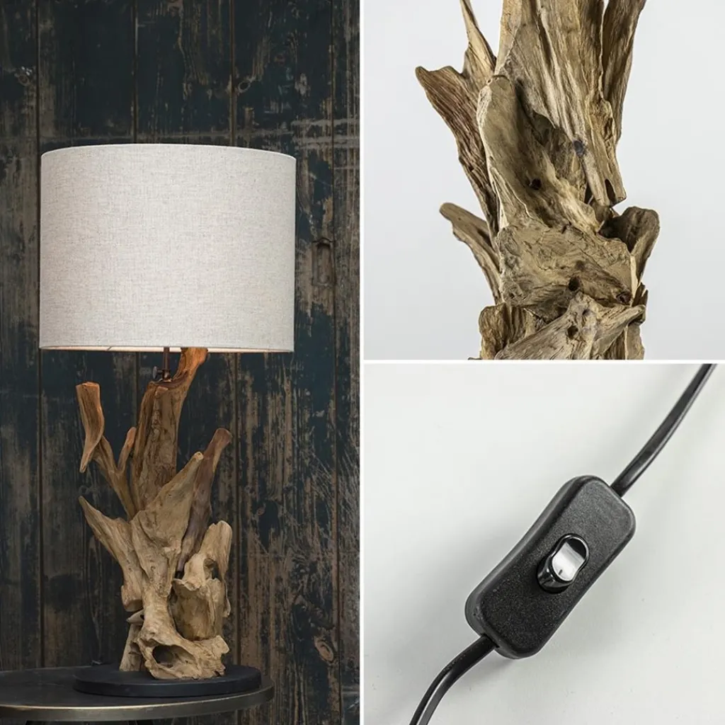 Straluma Houten lampvoet Ikal Light and Living exclusief kap> Lampenvoeten|Light and Living