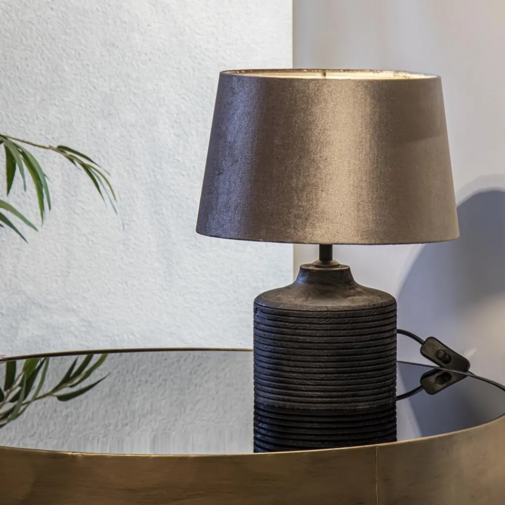 Straluma Houten lampvoet Paolu zwart exclusief kap> Tafellampen|Lampenvoeten