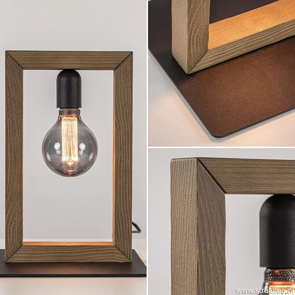 Straluma Houten tafellamp frame met zwart> Slaapkamerlampen|Halverlichting