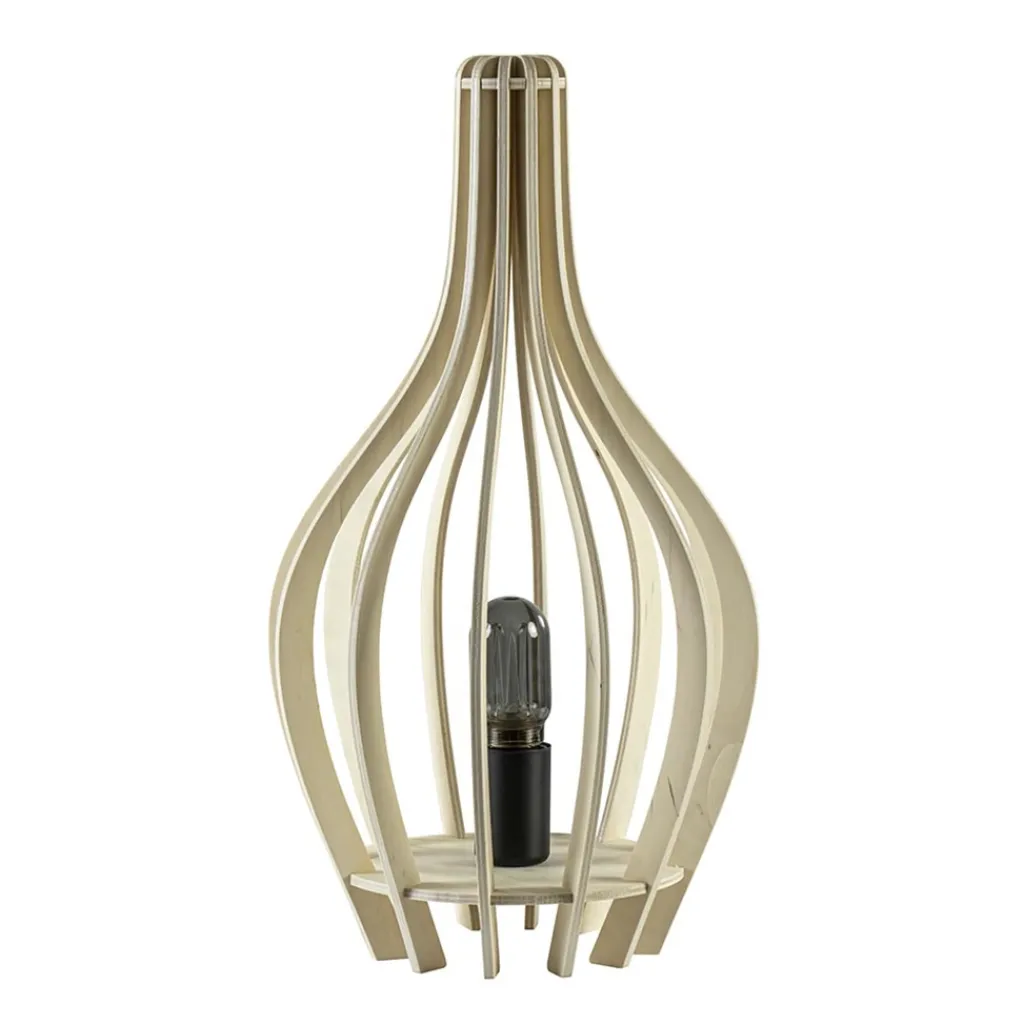 Straluma Houten tafellamp kegel naturel met zwart> Keukenverlichting|Tafellampen