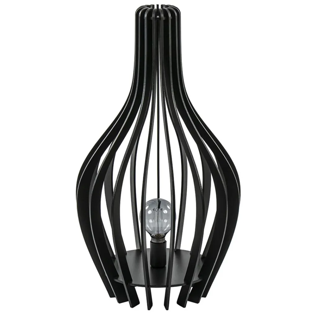 Straluma Houten tafel/vloerlamp mat zwart> Tafellampen|Vloerlampen