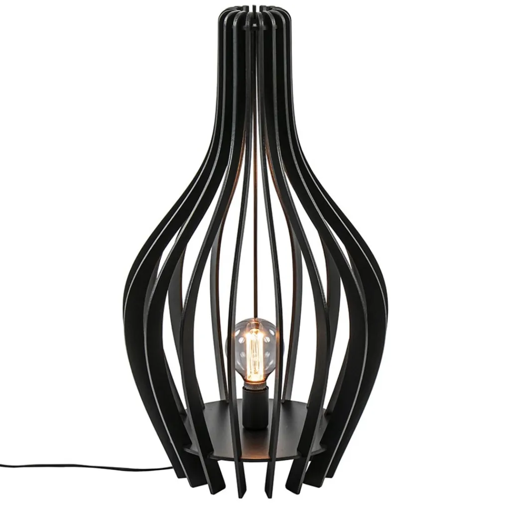Straluma Houten tafel/vloerlamp mat zwart> Tafellampen|Vloerlampen