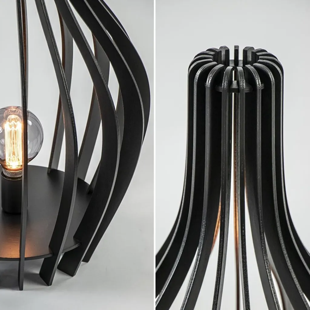 Straluma Houten tafel/vloerlamp mat zwart> Tafellampen|Vloerlampen