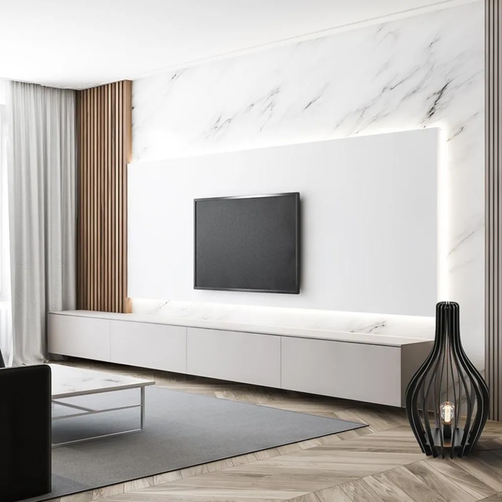 Straluma Houten tafel/vloerlamp mat zwart> Tafellampen|Vloerlampen