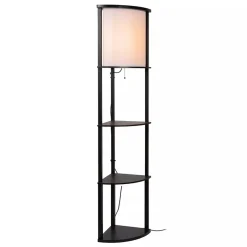 Straluma Houten vloerlamp zwart met beige kap><noscript><img width=