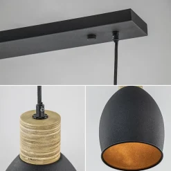 Straluma Industrieel landelijke hanglamp 3-lichts zwart met hout><noscript><img width=
