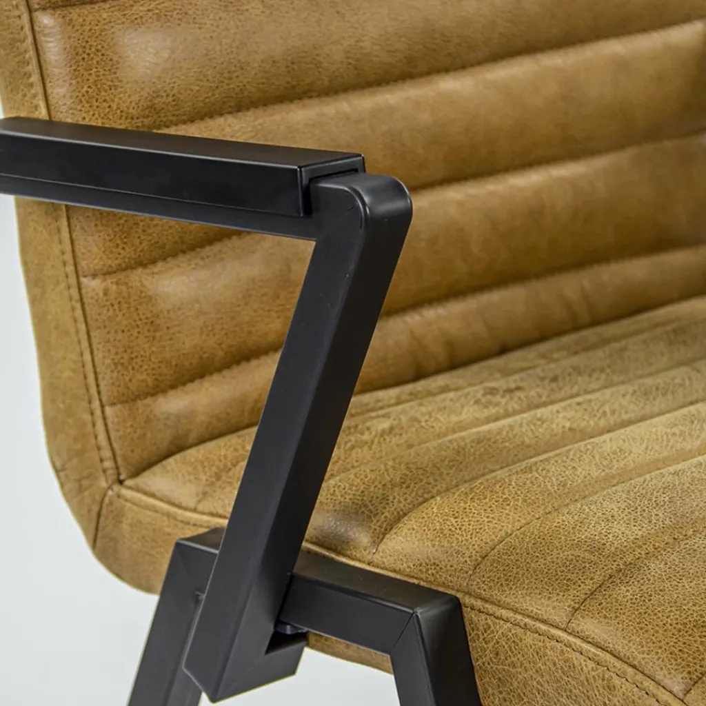 Straluma Industriële eetkamerstoel leer antigo cognac> Eetkamerstoelen