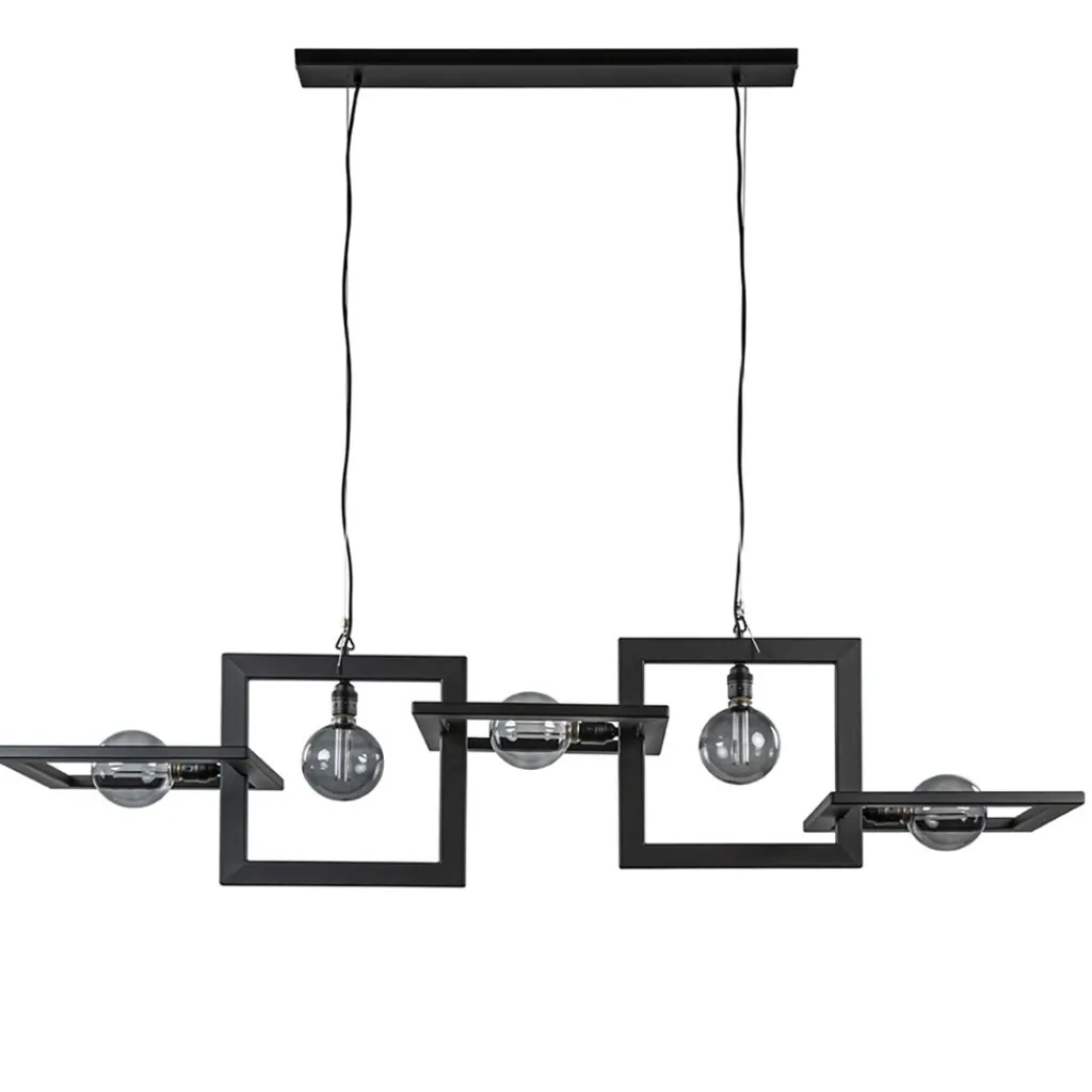 Straluma Industriële hanglamp mat zwart metalen frame> Eettafellampen|Keukenverlichting